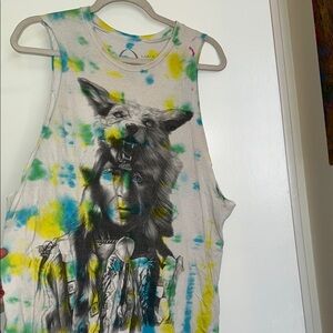 Tye Dye Native American Cut Off T-Shirt